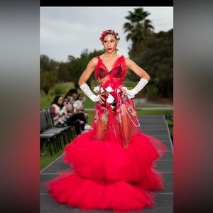 Red Rose Tulle Overlay